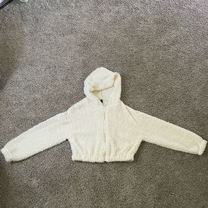 crop sherpa zip up